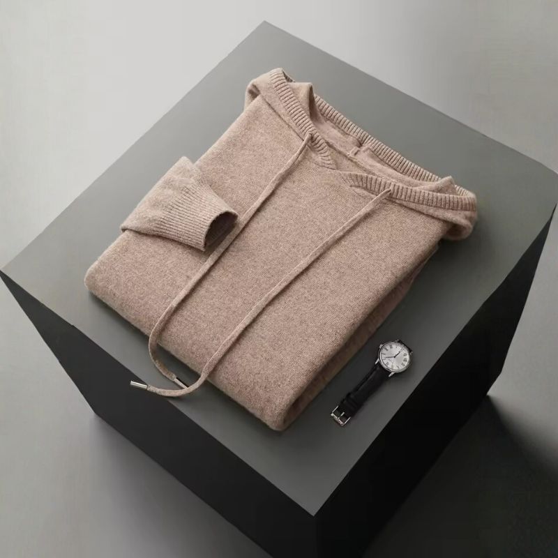 David Men’s Hoodie Pullover – Soft Wool Cashmere Knit Sweater