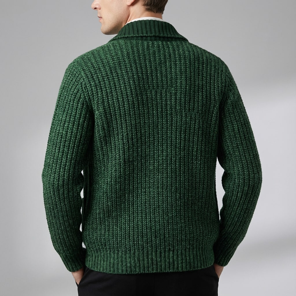 Marcus Men’s Cardigan – Chunky Knit Button-Up Shawl Collar Cardigan