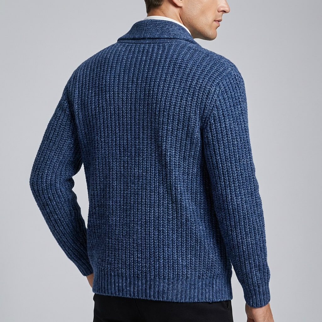 Marcus Men’s Cardigan – Chunky Knit Button-Up Shawl Collar Cardigan