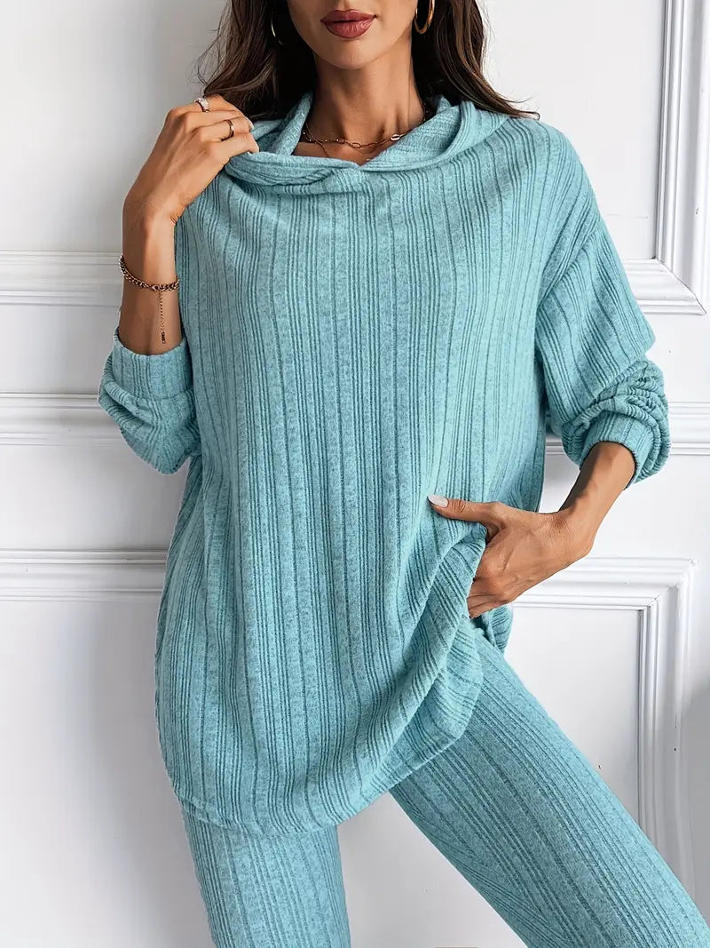 Camelia Women’s Lounge Set – Ribbed Soft Stretch-Knit Two-Piece Outfit