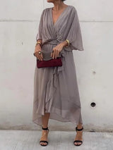 Madison V-Neck Chiffon Maxi Dress