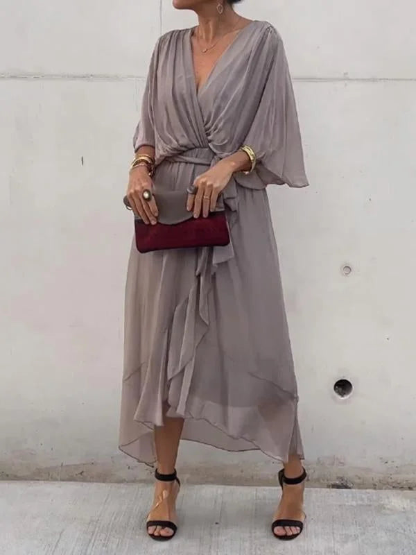Madison V-Neck Chiffon Maxi Dress