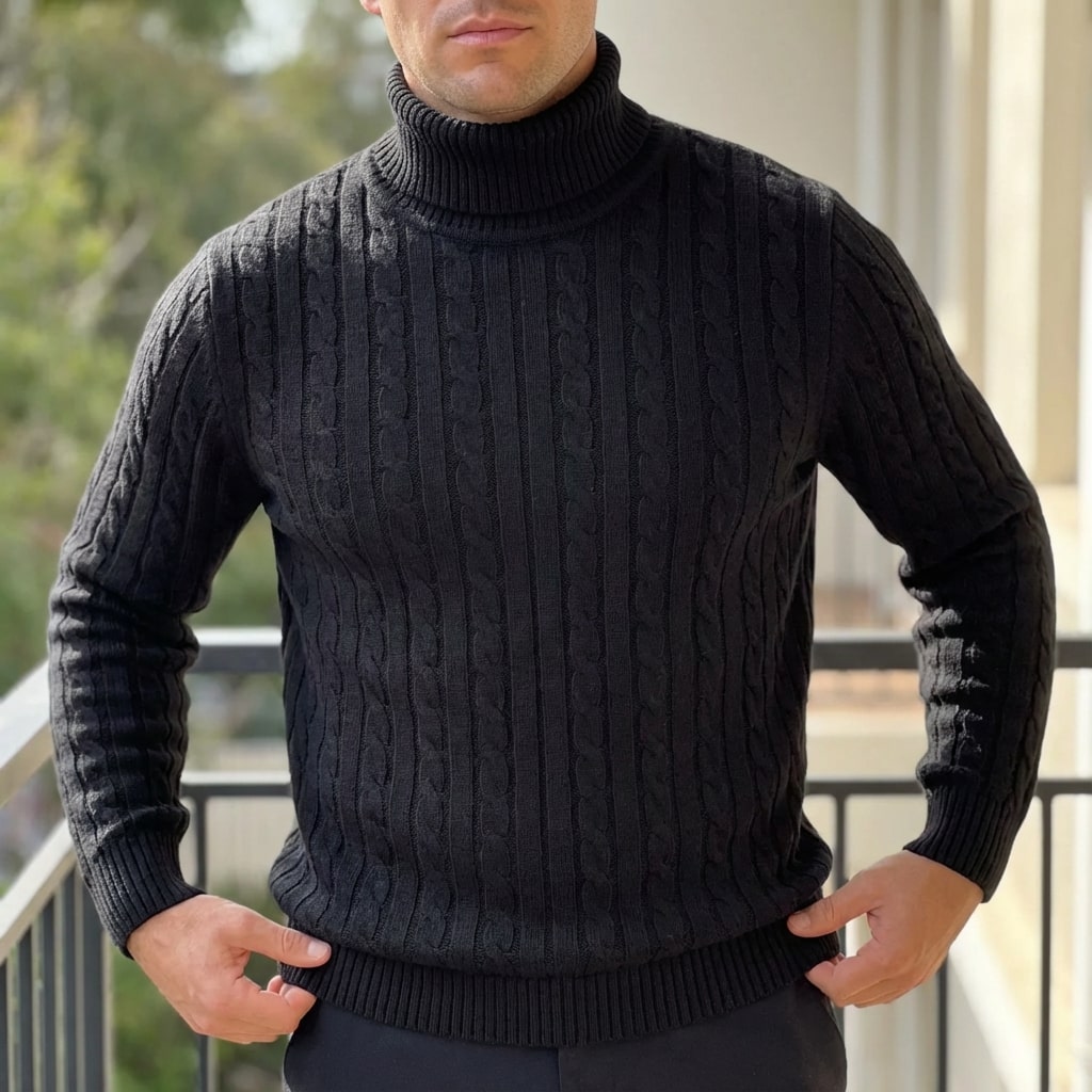 Arthur Men’s Turtleneck Sweater – Cable Knit Jumper