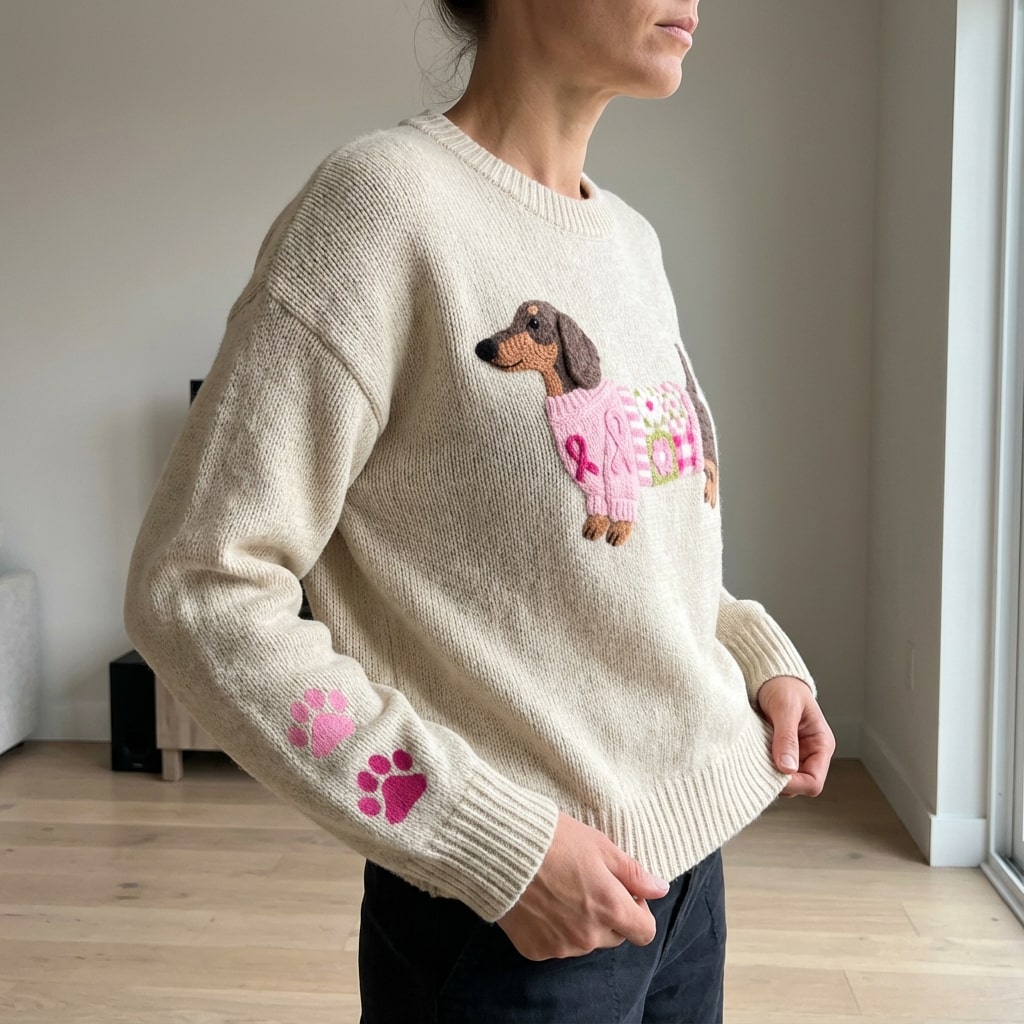 Daphne Women’s Sweater – Dachshund Design Jumper