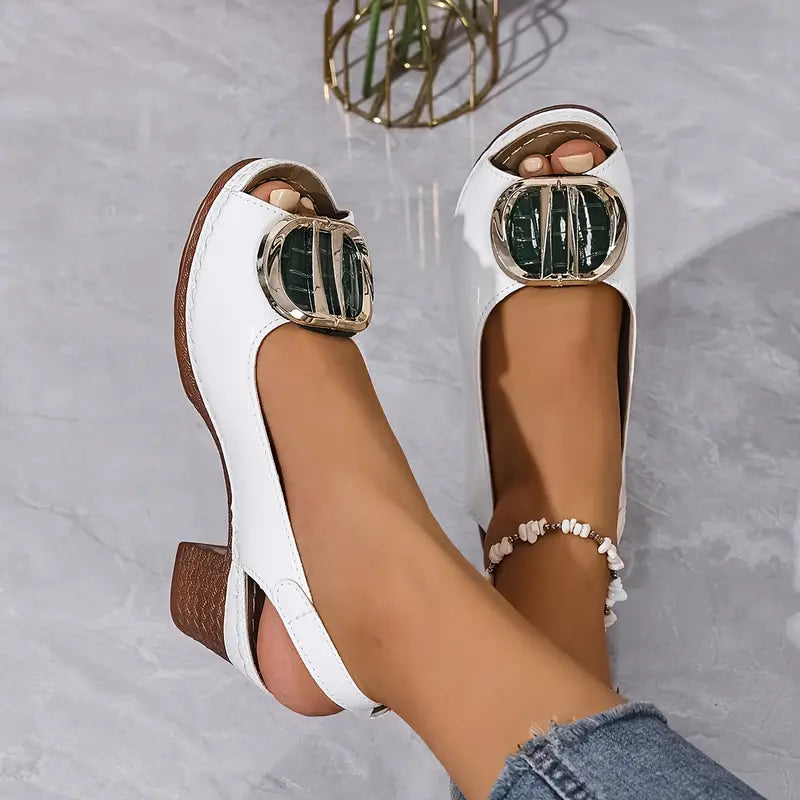 Lana Glossy Croco Buckle Sandals – Luxe Faux Leather Slides for Summer Days
