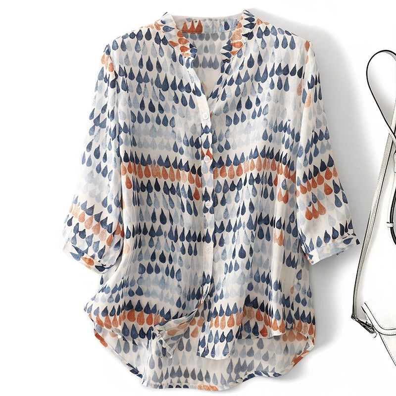 Jade Soft Cotton Draped Blouse – Lightweight Everyday Layer with Subtle Elegance