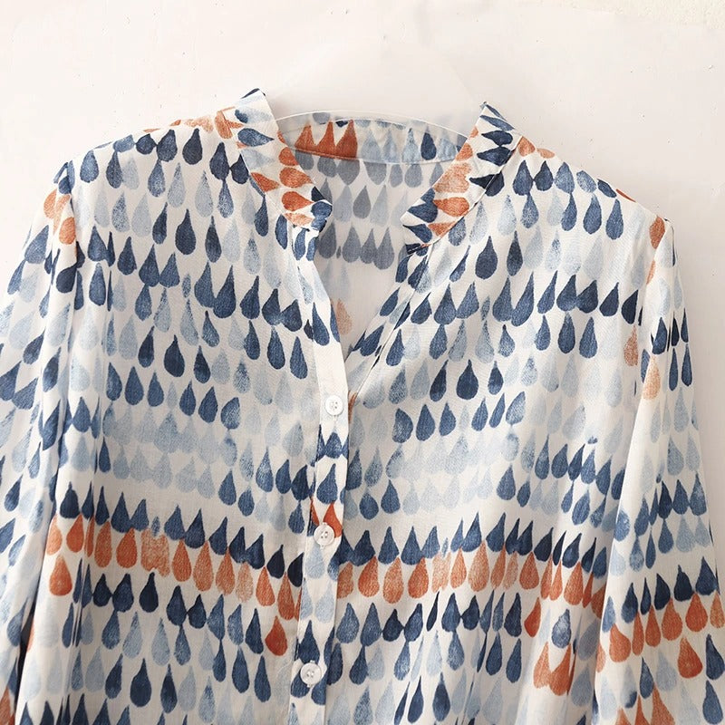 Jade Soft Cotton Draped Blouse – Lightweight Everyday Layer with Subtle Elegance