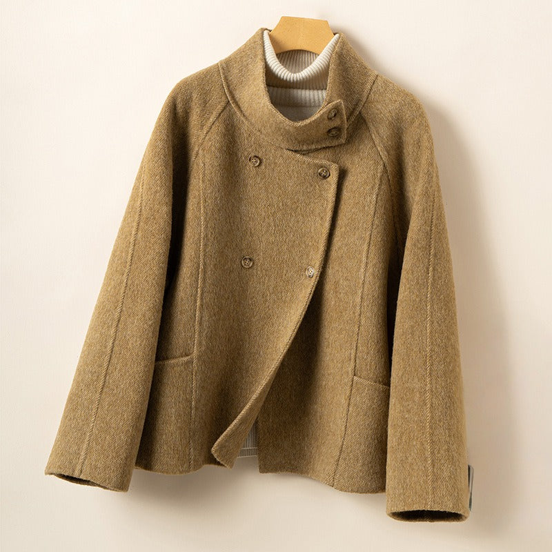Irish Women’s Wool Coat – Merino Wool with Funnel Neck Design