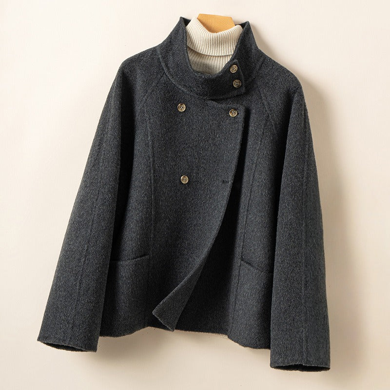 Irish Women’s Wool Coat – Merino Wool with Funnel Neck Design