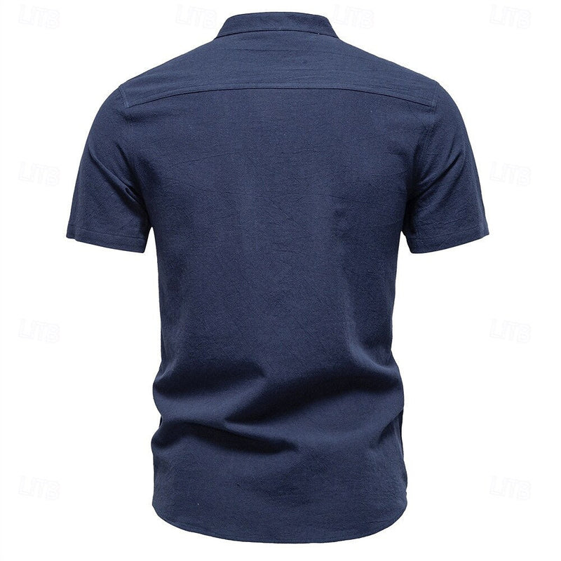 Jasper Cotton Band Collar Shirt