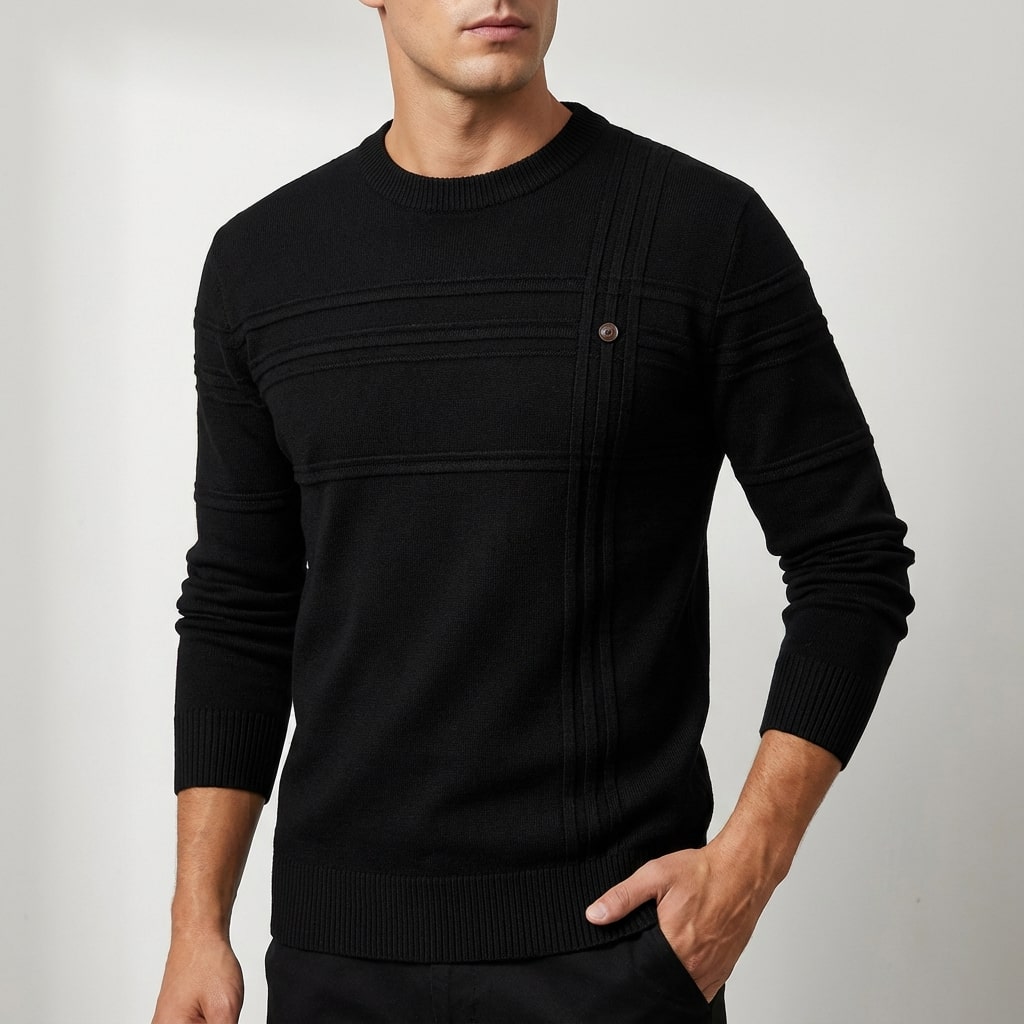 Bradford Men’s Cotton Sweater – Midweight Crew Neck Jumper with Tailored Fit