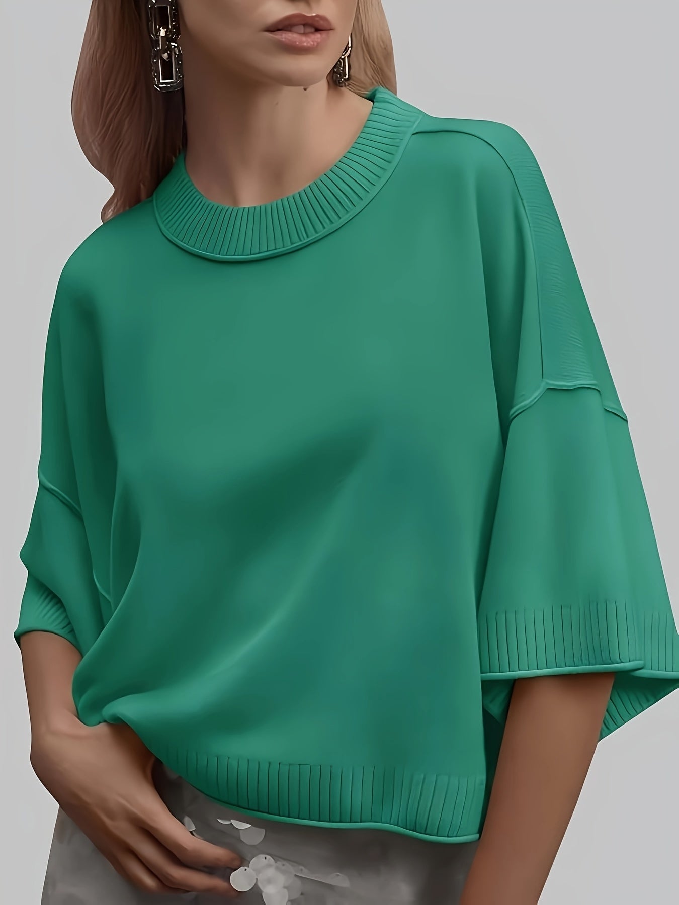 Marlena Women’s Oversized Sweater – Lightweight Short Sleeve Knit with Ribbed Hem