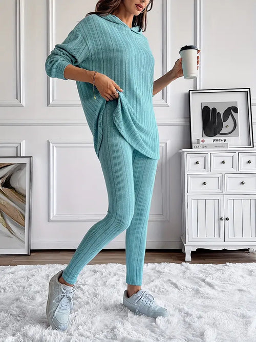 Camelia Women’s Lounge Set – Ribbed Soft Stretch-Knit Two-Piece Outfit