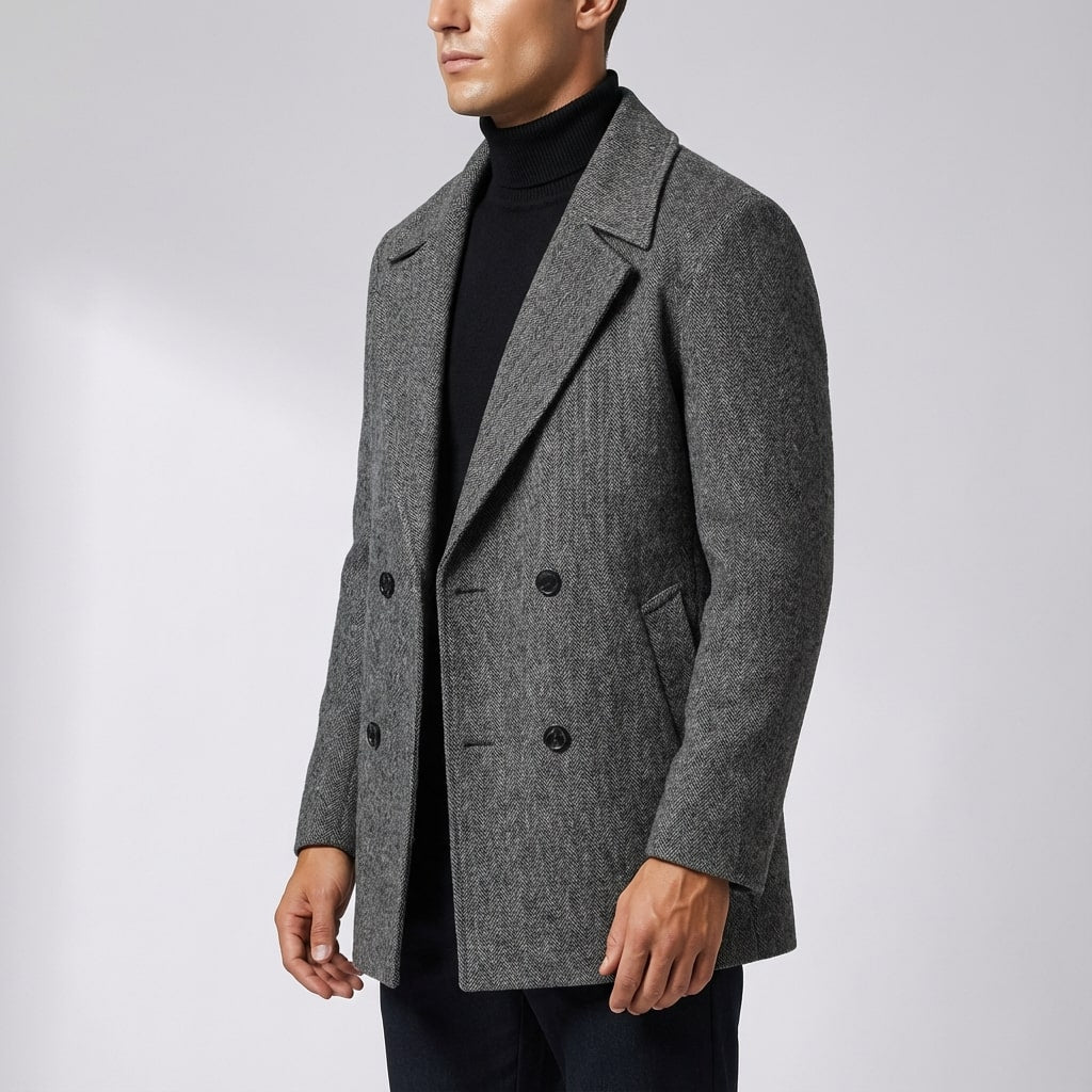 Soreno Men’s Coat – Double Breasted Wool Coat