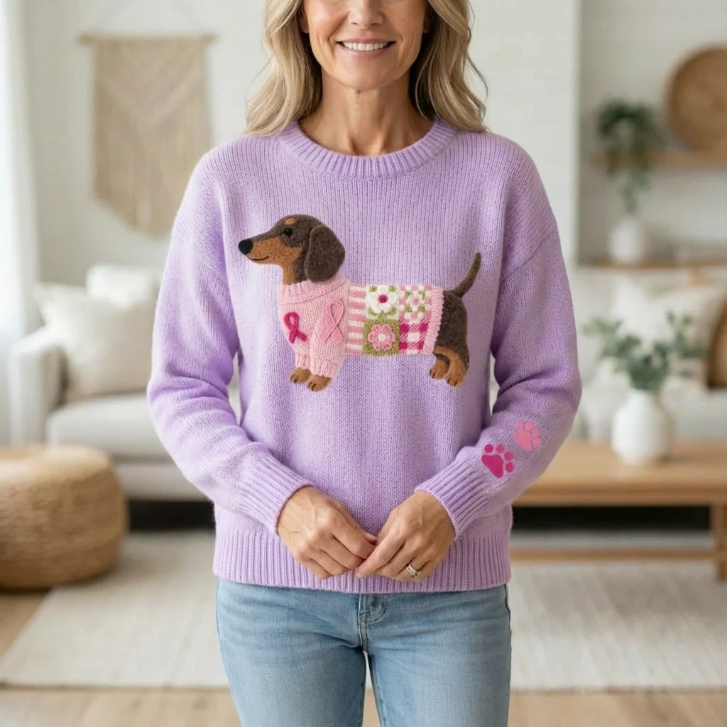 Daphne Women’s Sweater – Dachshund Design Jumper