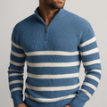 Richmond Men’s Half Zip Sweater – Ribbed Knit Striped Pullover
