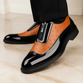 Malcolm Ostrich Zip Slip-On – Textured Faux Leather Shoes with Front-Zip Entry