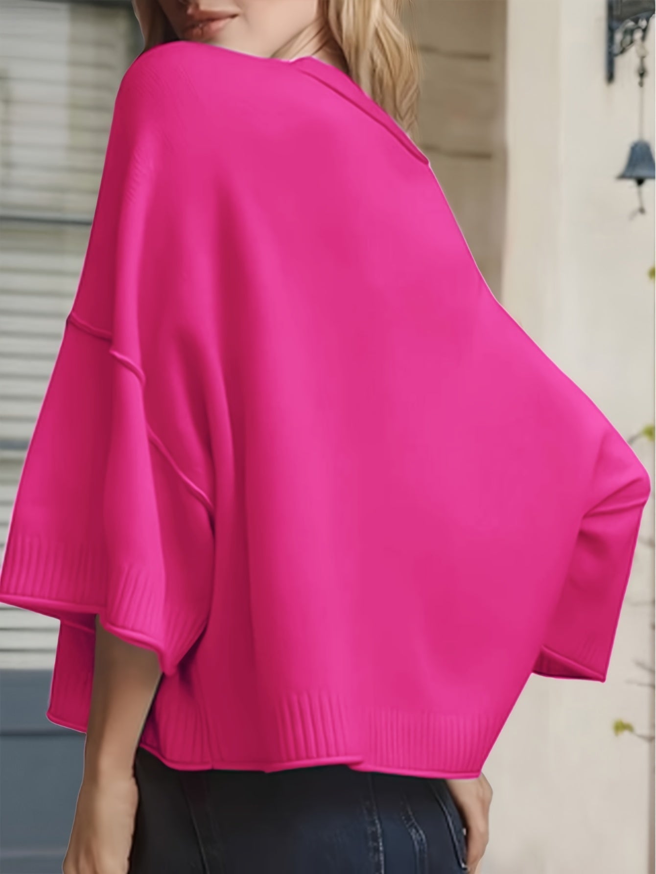 Marlena Women’s Oversized Sweater – Lightweight Short Sleeve Knit with Ribbed Hem