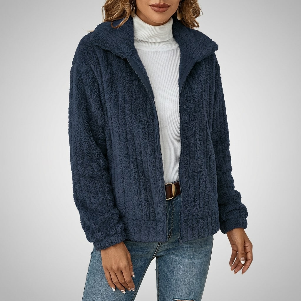 Harlyn Women’s Faux Fur Jacket – Elegant Plush Outerwear for Winter Layering