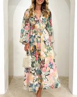 Celeste Floral V‑Neck Dress – Elegant Floral V‑Neck Dress with Flowing Silhouette