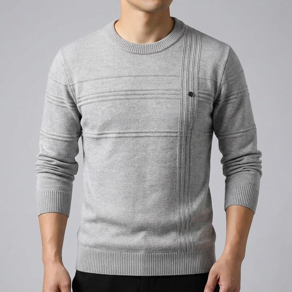 Bradford Men’s Cotton Sweater – Midweight Crew Neck Jumper with Tailored Fit