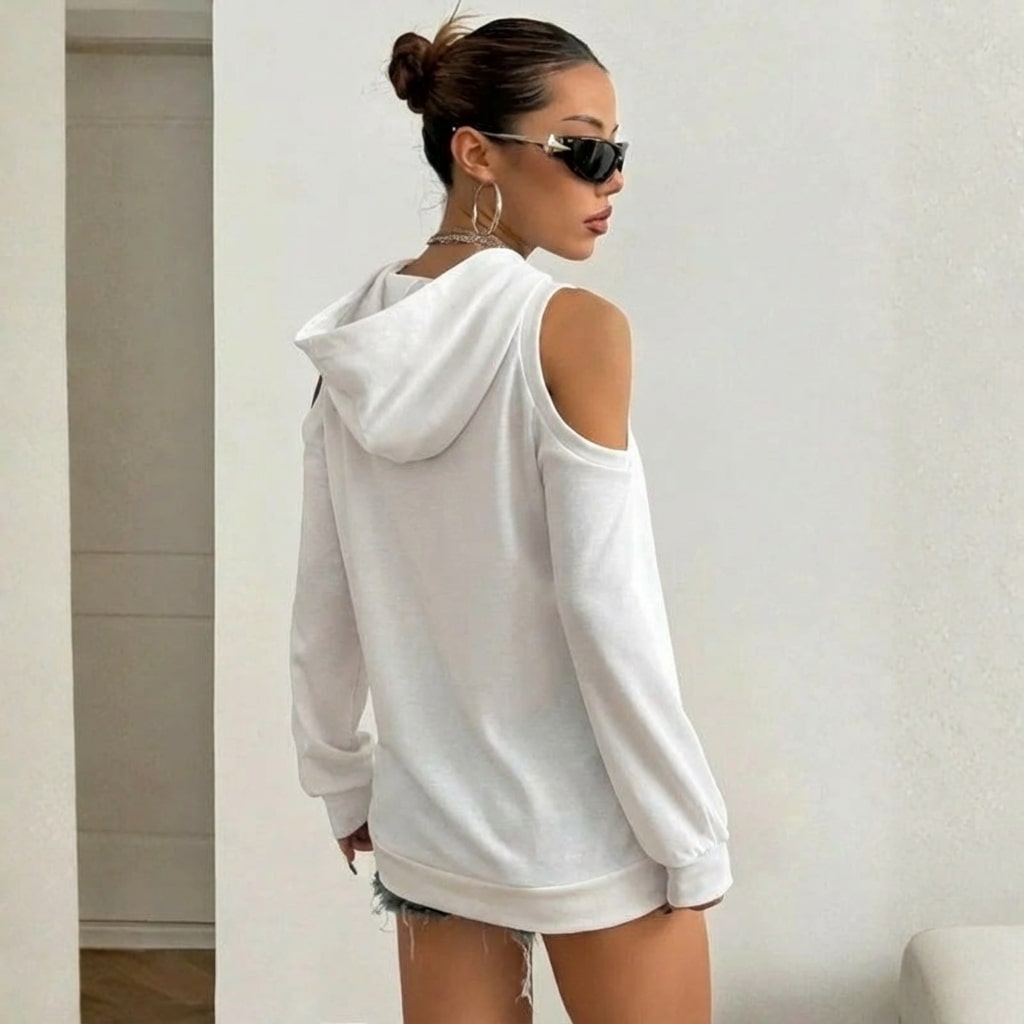 Maristella Women’s Cut-Out Hoodie – Soft Knit Sweater