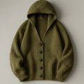 Renee Men’s Knit Hooded Cardigan – Cozy Ribbed Texture Cardigan