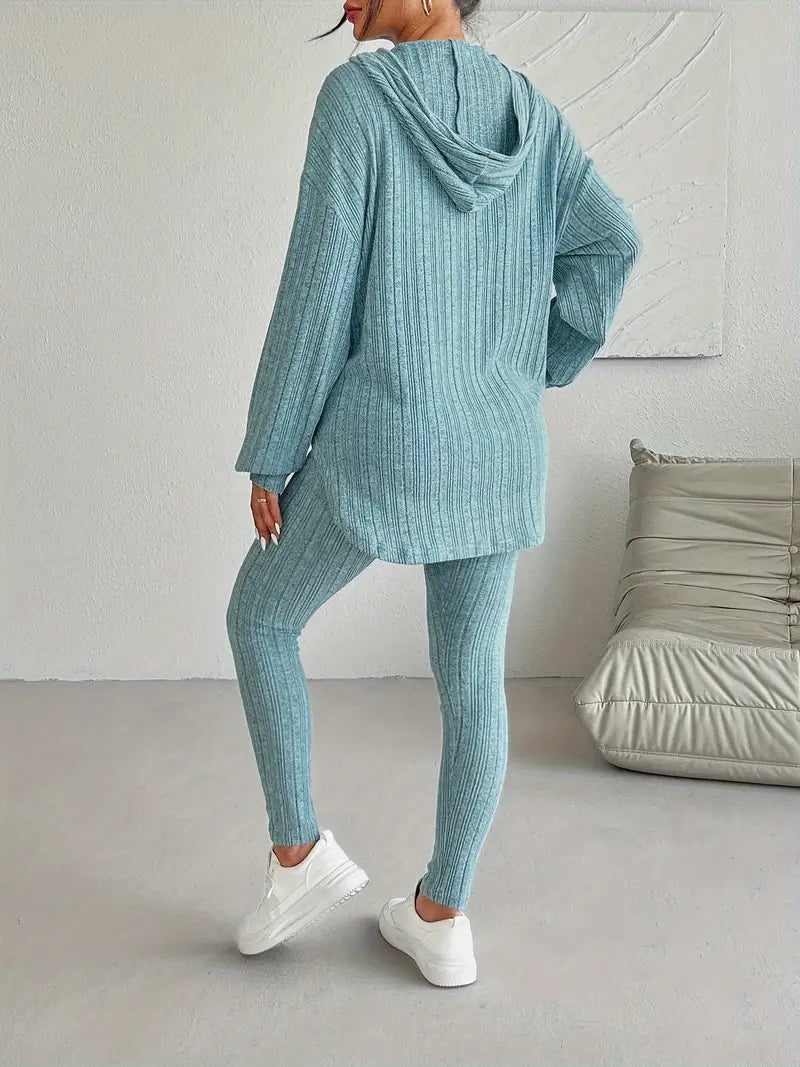 Camelia Women’s Lounge Set – Ribbed Soft Stretch-Knit Two-Piece Outfit