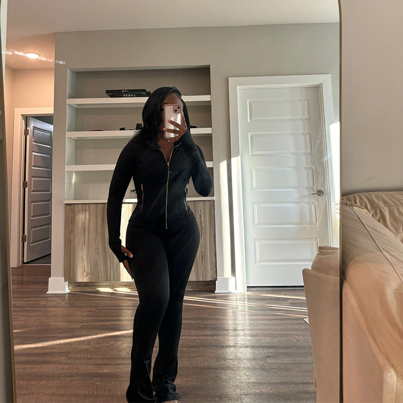 Finn Slimming Zip Jacket & Flared Pants Set