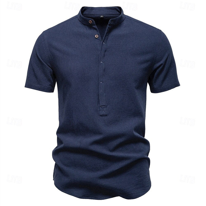 Jasper Cotton Band Collar Shirt