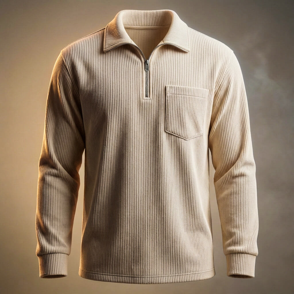 Lucien Corduroy Quarter Zip Polo Shirt – Soft Premium Layering Top