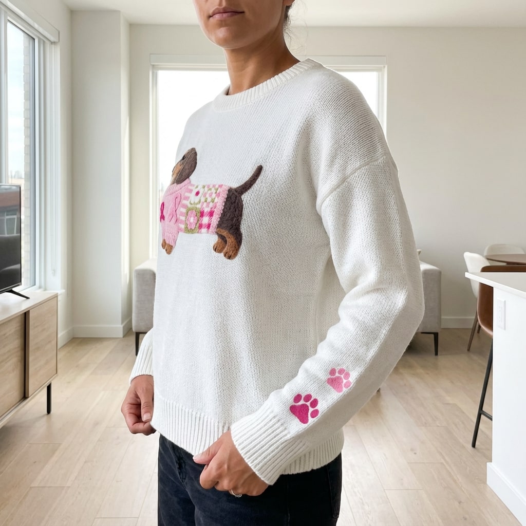 Daphne Women’s Sweater – Dachshund Design Jumper