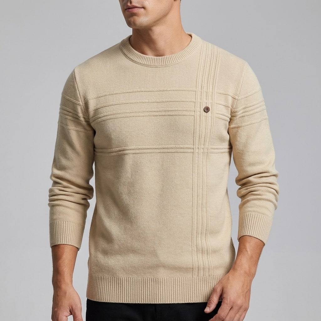 Bradford Men’s Cotton Sweater – Midweight Crew Neck Jumper with Tailored Fit