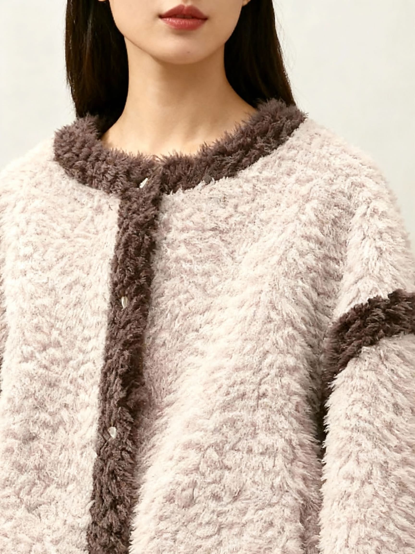 Maribel Women’s Sherpa Jacket – Fuzzy Button-Up with Contrast Trim