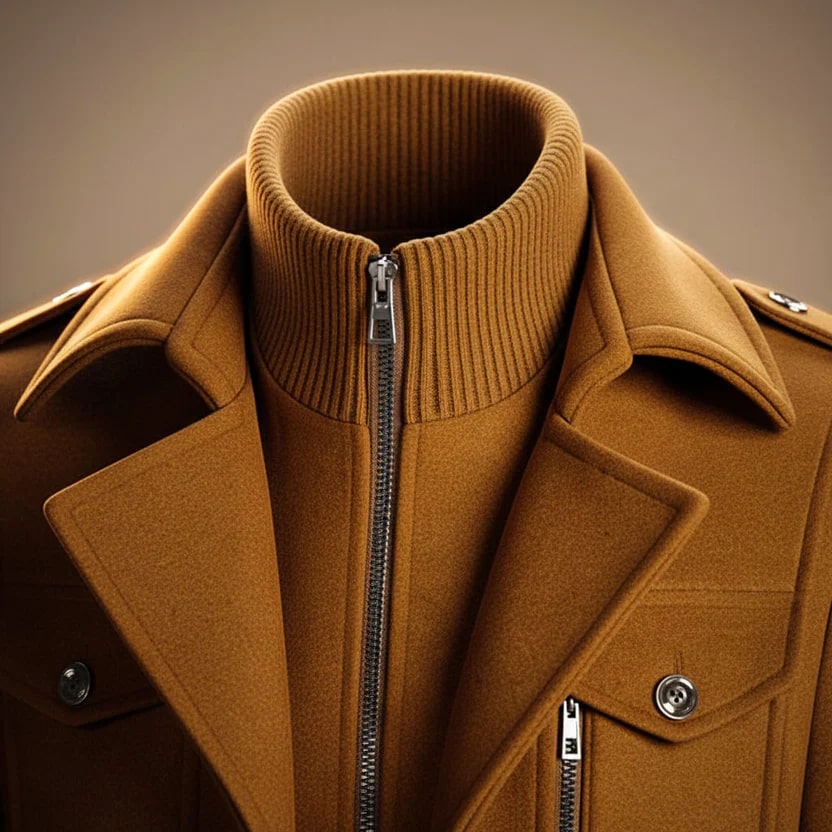 Lennox Men’s Wool Jacket – Wool Winter Coat with Tailored Collar & Utility Pocket