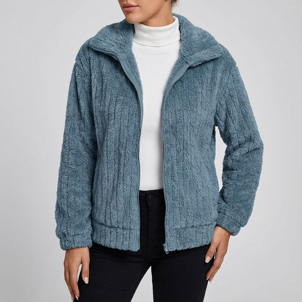 Harlyn Women’s Faux Fur Jacket – Elegant Plush Outerwear for Winter Layering