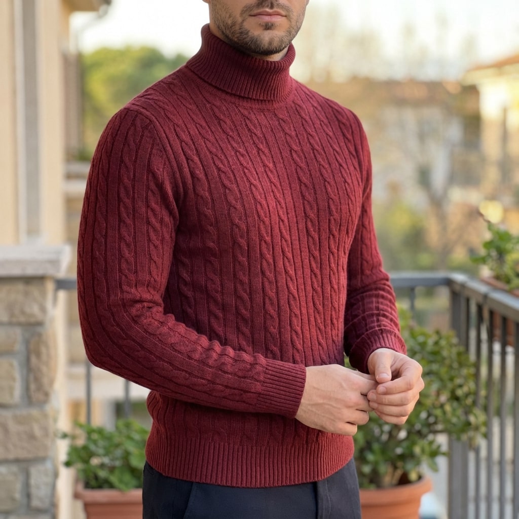 Arthur Men’s Turtleneck Sweater – Cable Knit Jumper