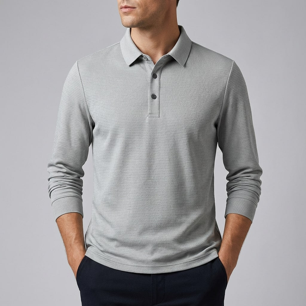 Northwood Men’s Long Sleeve Polo – Soft Woven Fabric with Structured Collar