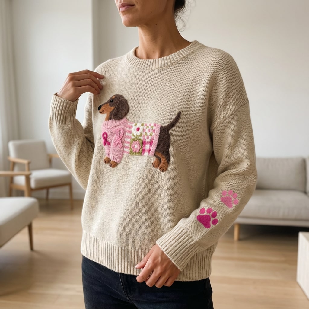 Daphne Women’s Sweater – Dachshund Design Jumper