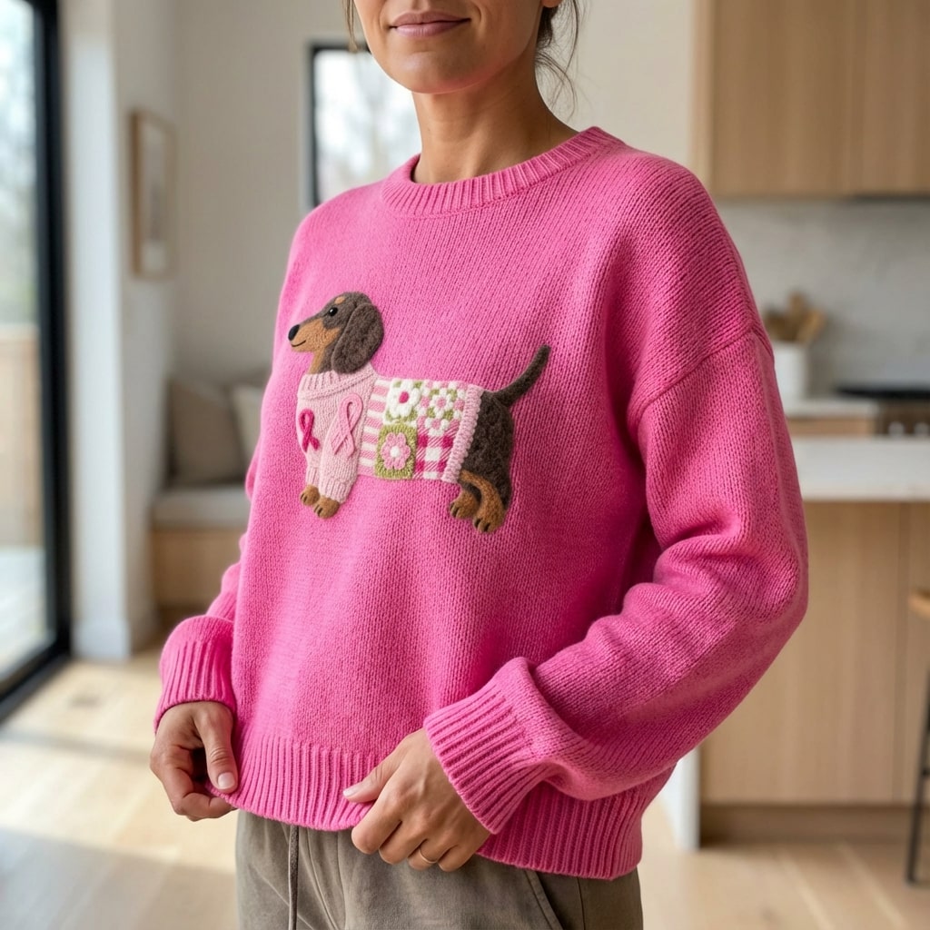 Daphne Women’s Sweater – Dachshund Design Jumper