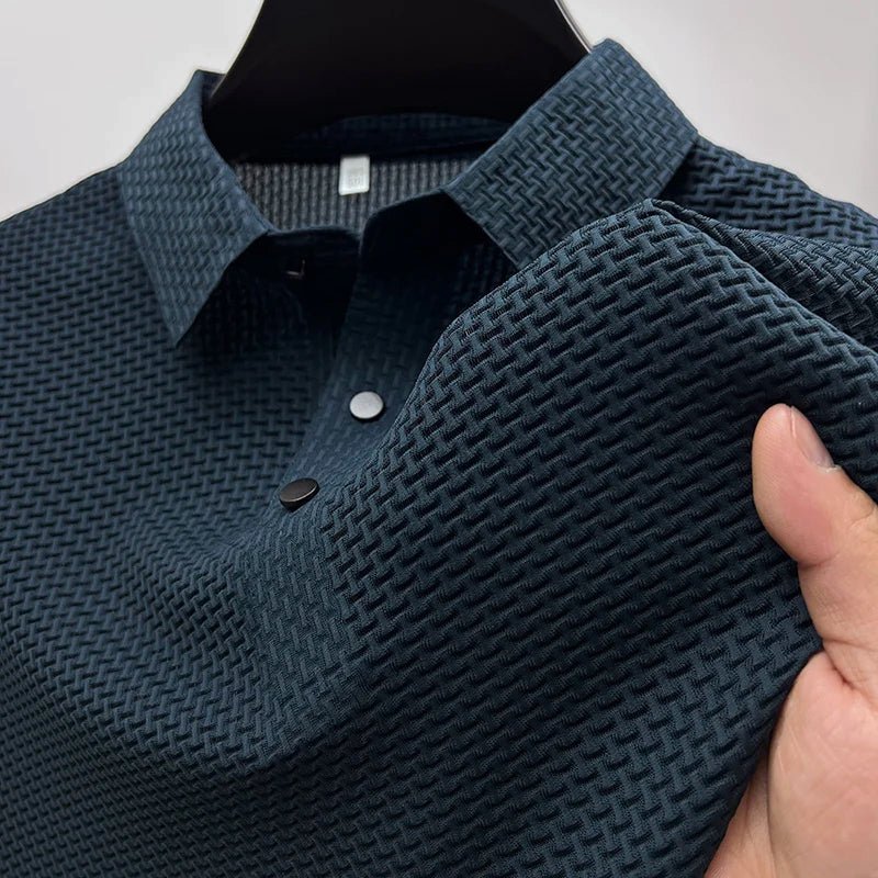 Steven Modern Performance Textured Polo – Breathable Stretch Comfort Shirt