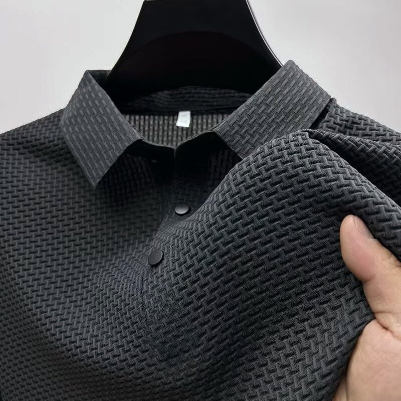 Steven Modern Performance Textured Polo – Breathable Stretch Comfort Shirt