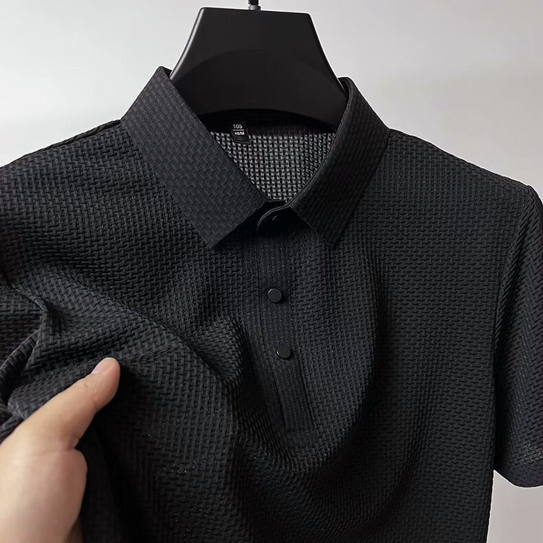 Steven Modern Performance Textured Polo – Breathable Stretch Comfort Shirt