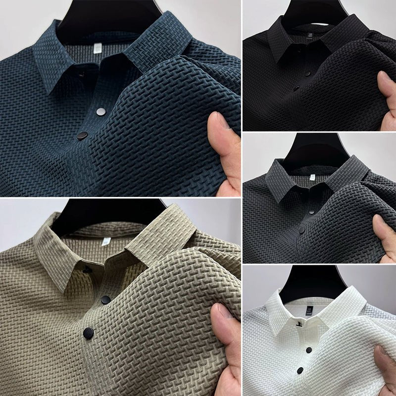 Steven Modern Performance Textured Polo – Breathable Stretch Comfort Shirt