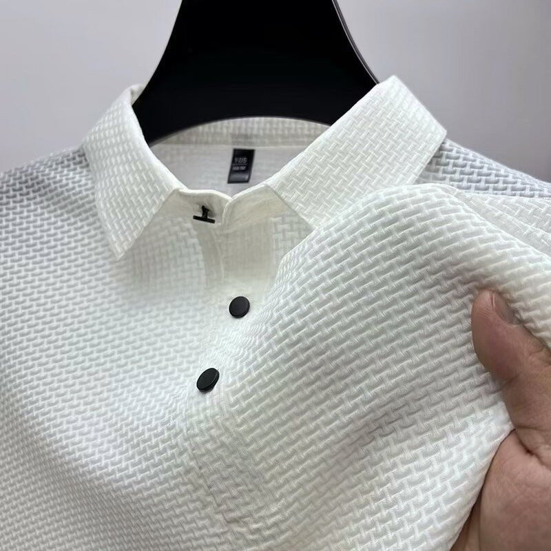 Steven Modern Performance Textured Polo – Breathable Stretch Comfort Shirt