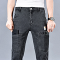 Logan Denim Cargo Pants – Stretch Utility Jeans with Multi-Pocket Design & Tapered Fit