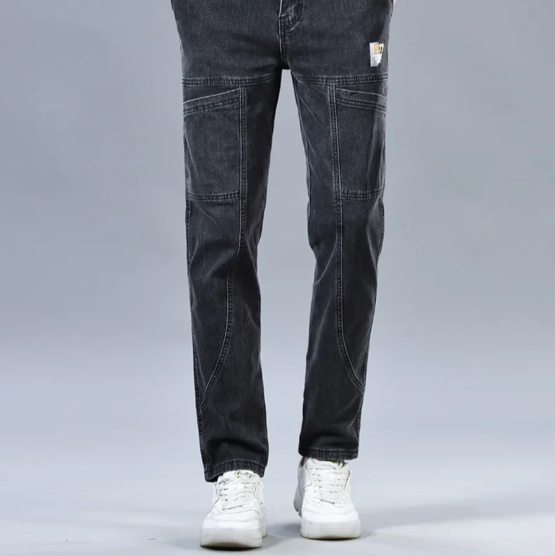 Logan Denim Cargo Pants – Stretch Utility Jeans with Multi-Pocket Design & Tapered Fit