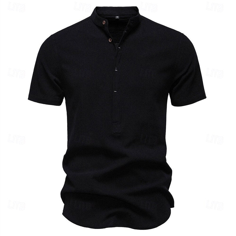 Jasper Cotton Band Collar Shirt