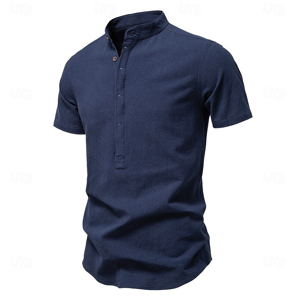 Jasper Cotton Band Collar Shirt