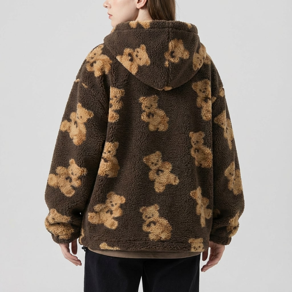 Maine Women’s Sherpa Jacket – Oversized Fleece Hooded Teddy Jacket with Full Zip